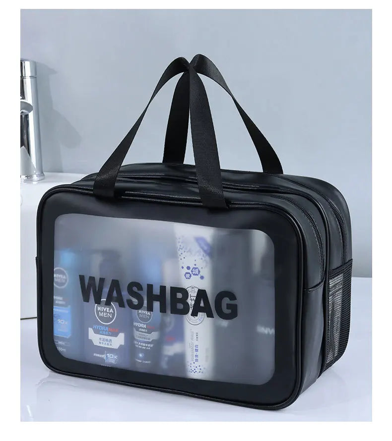 Nasiri bags™The Ultimate Travel Companion: Dual-Compartment Transparent Cosmetic Bag