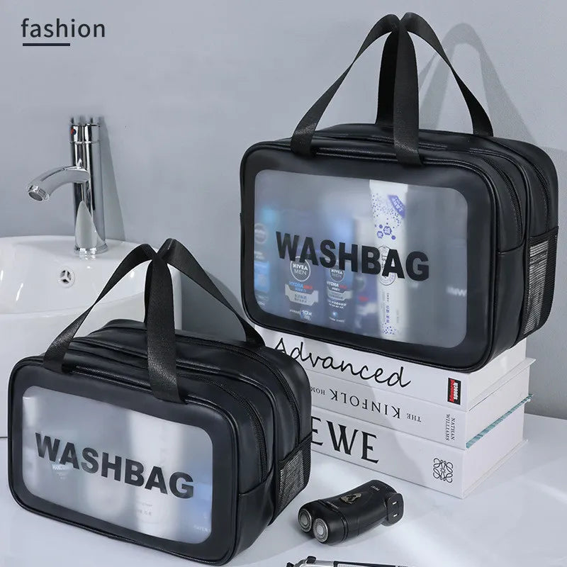 Nasiri bags™The Ultimate Travel Companion: Dual-Compartment Transparent Cosmetic Bag